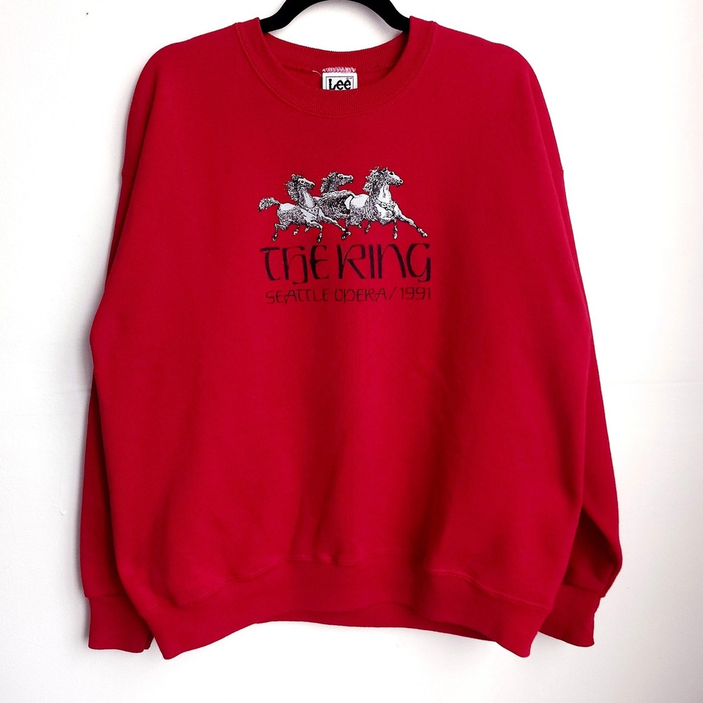 Vintage 1991 Seattle Opera Ring Cycle Red Sweatshirt Lee Blank XL Rare